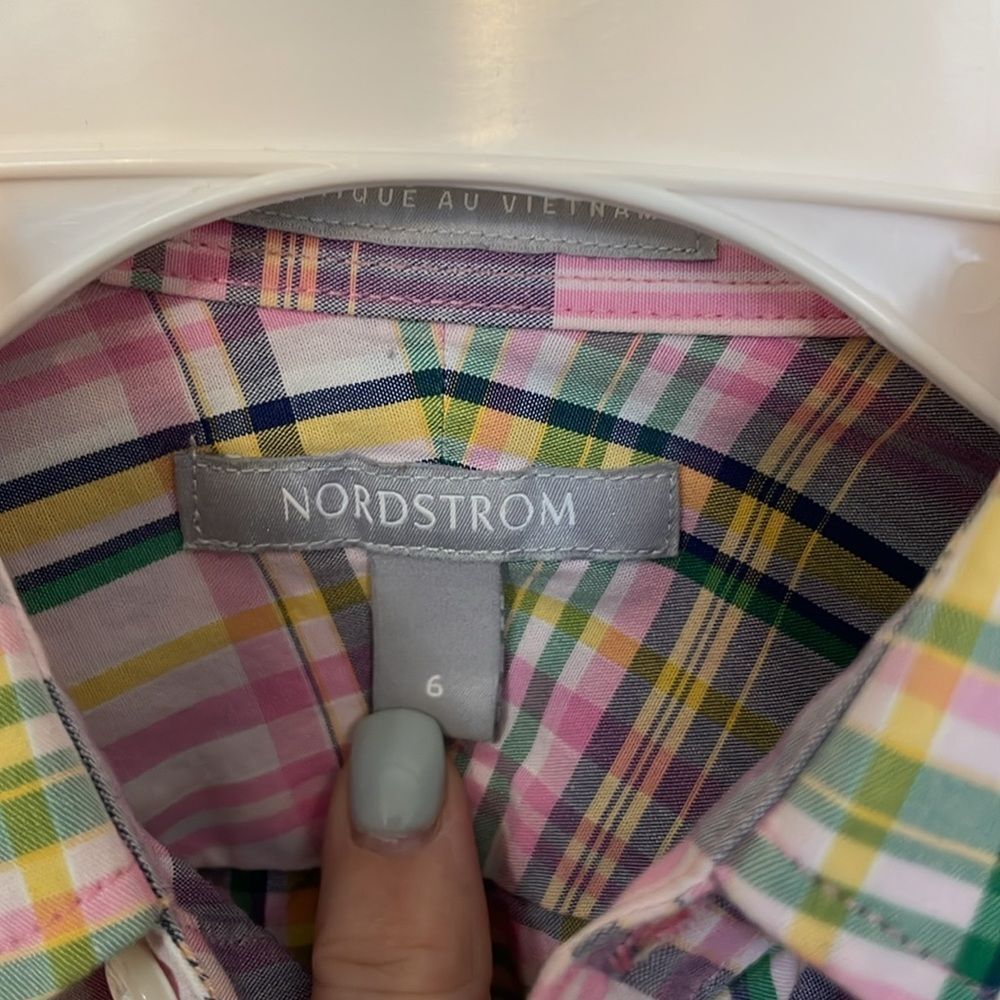 Nordstrom Pink Checkered Button Down size 6 - Picture 4 of 4